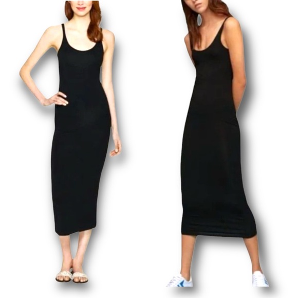 Aritzia Babaton Freddie Midi Maxi Tank Top Minimalist Dress In Black Size L - Picture 3 of 11